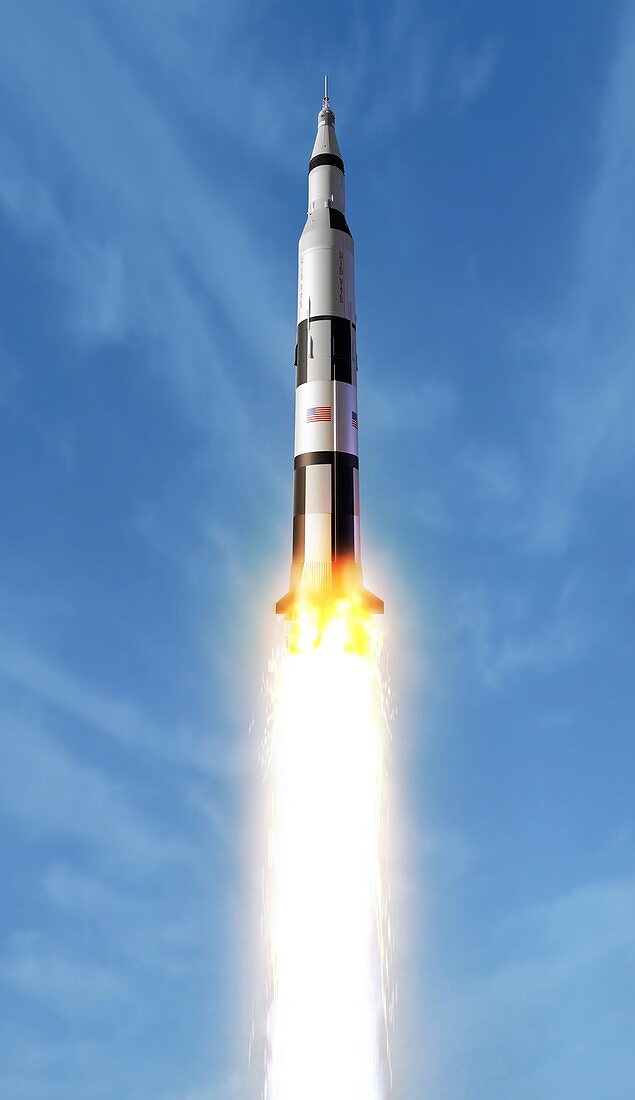 Saturn 5 rocket during launch, illustration