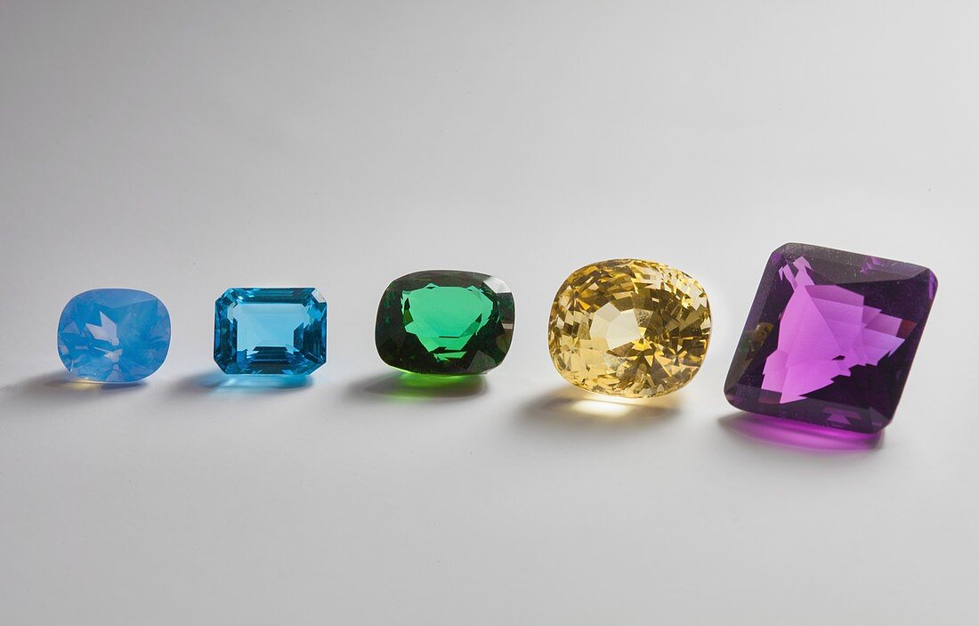 Group of cut gemstones