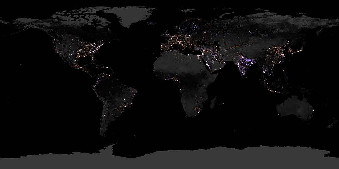 Global change in lighting intensity,2012-2016