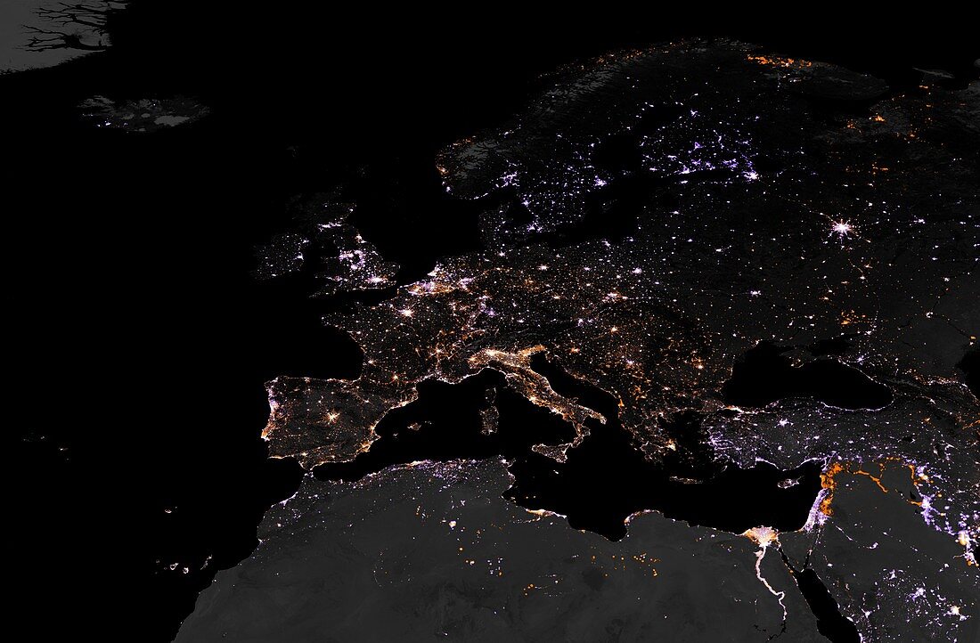 Lighting intensity in Europe,2012-2016
