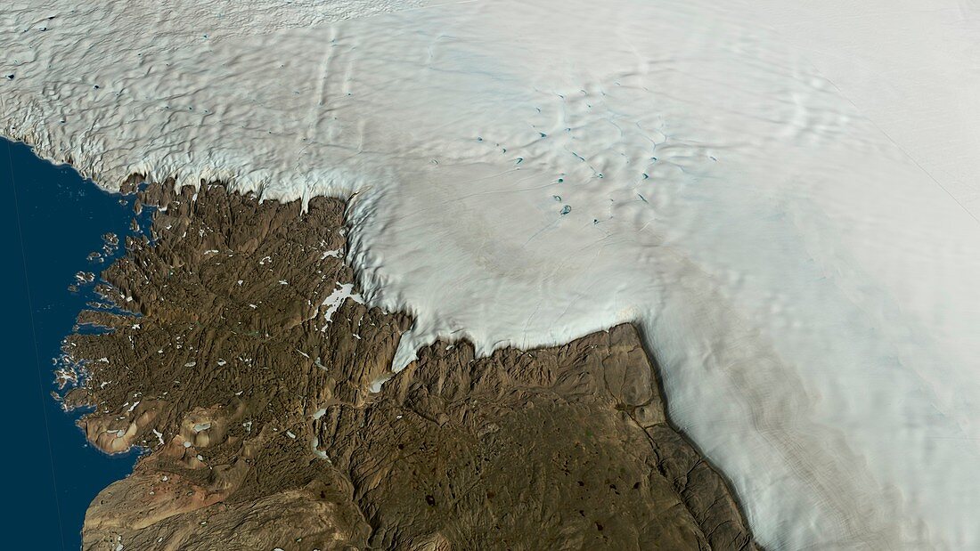 Hiawatha glacier and crater in Greenland,satellite image