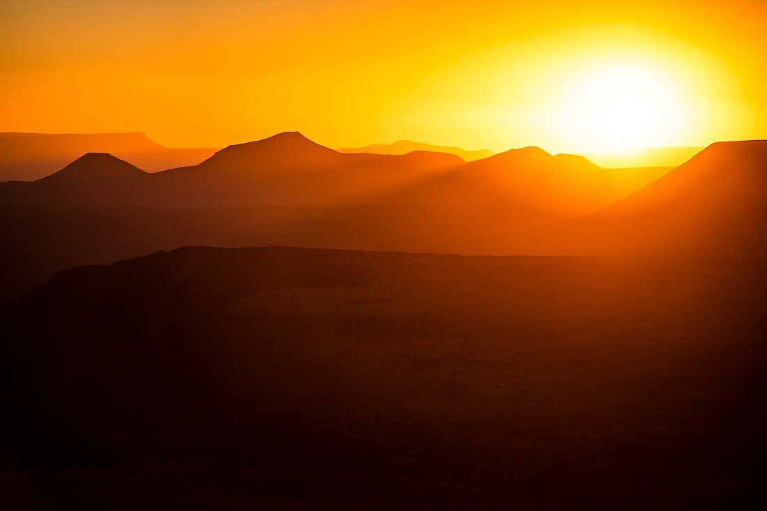 Sunset over the Karoo mountain range,South Africa