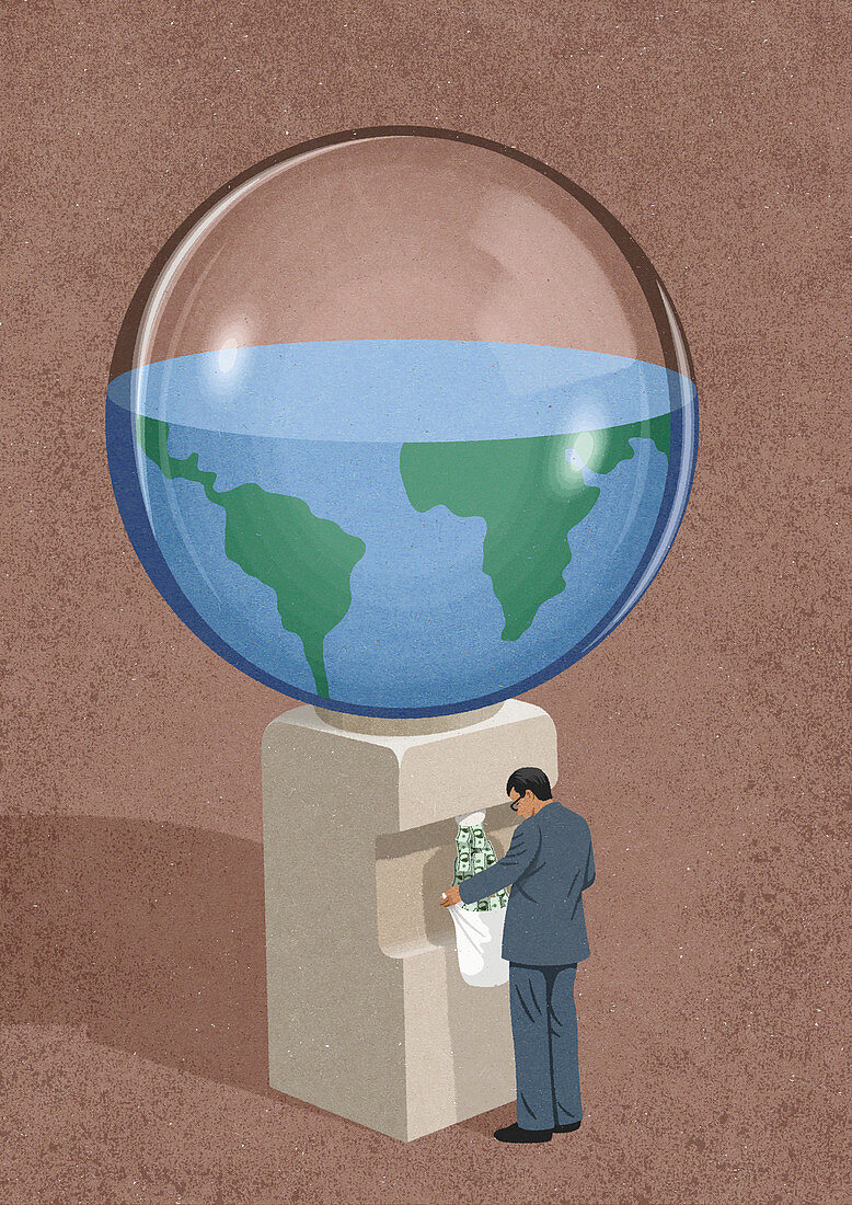 Draining global resources,conceptual illustration