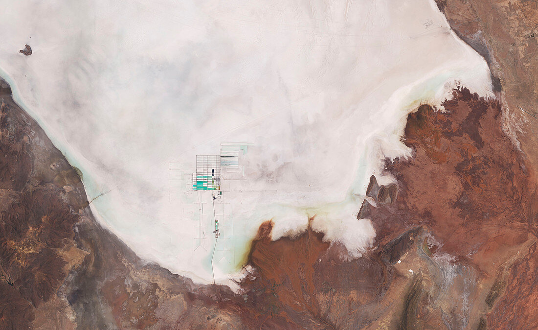 Lithium mine on Salar de Uyuni,satellite image
