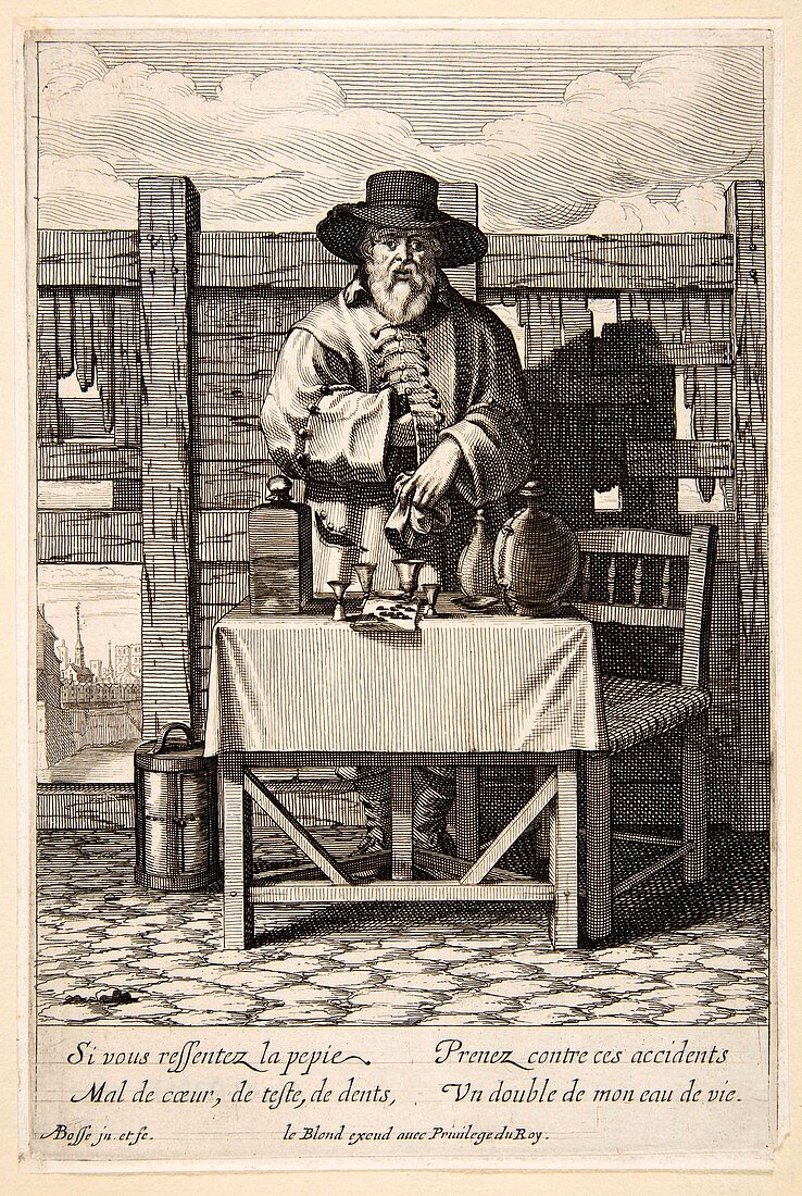 Selling medicinal remedies,17th century