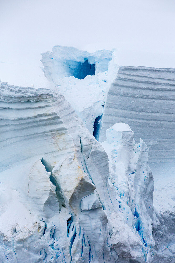 Annual layers in glacial ice