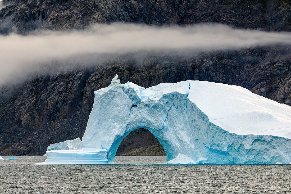Icebergs with large portal in Nordvestfjord,Greenland