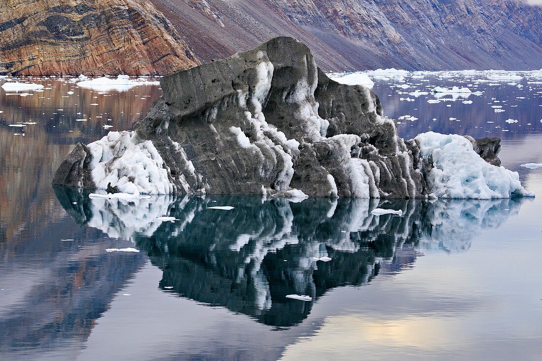 Iceberg with layered englacial sediment