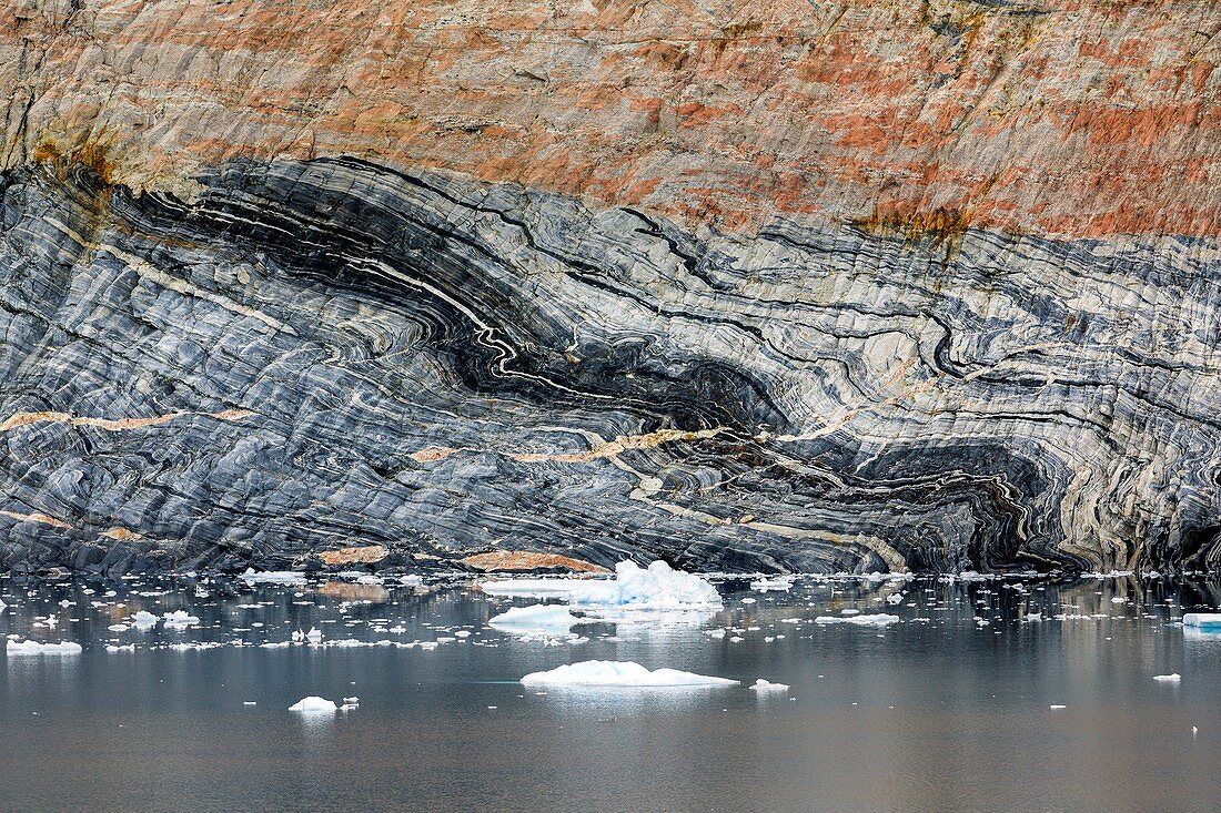 Migmatite rock cliff,East Greenland