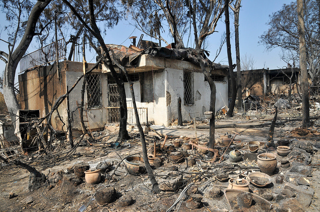 Exterior of a fire damaged house