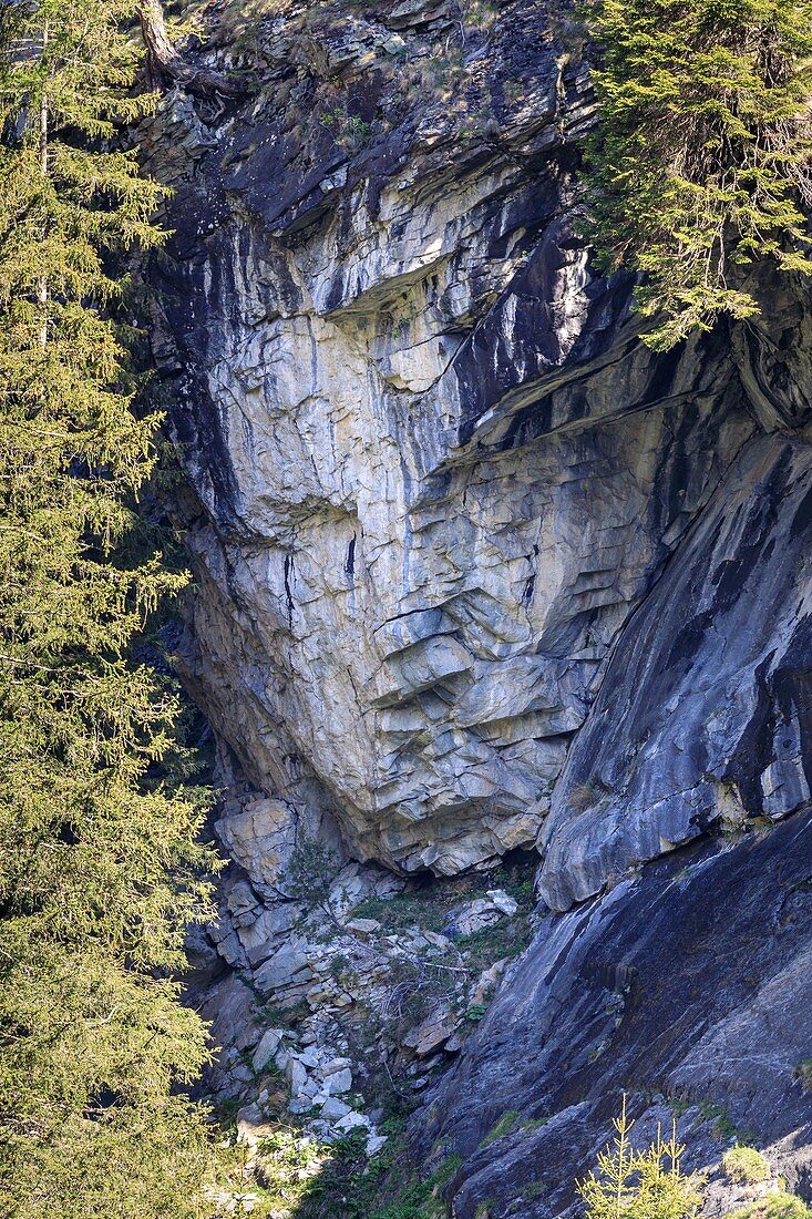 Rock formation resembling a face