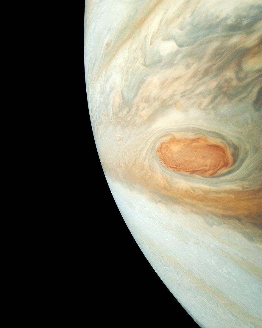 Storms on Jupiter,JunoCam image
