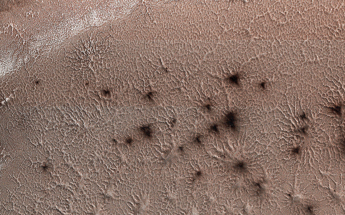 Carbon dioxide ice landscape on Mars,MRO image