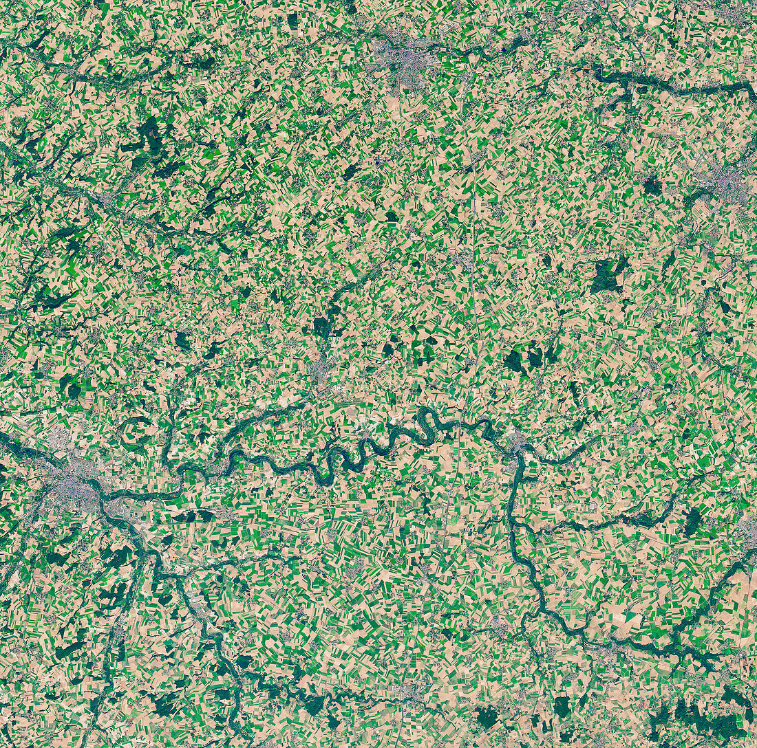 Somme River and WWI battlefields,satellite image