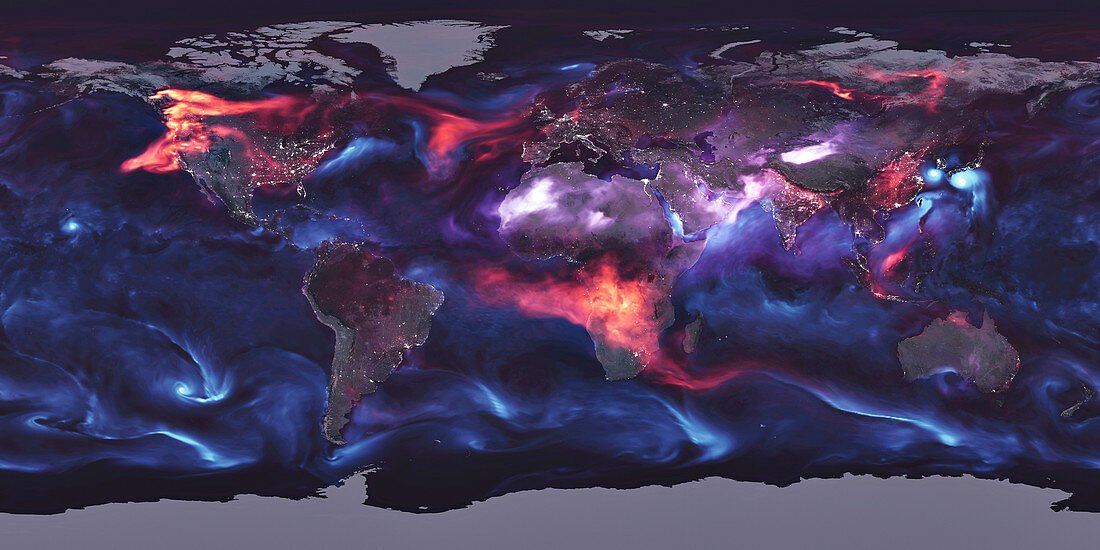 Global distribution of aerosols,satellite image