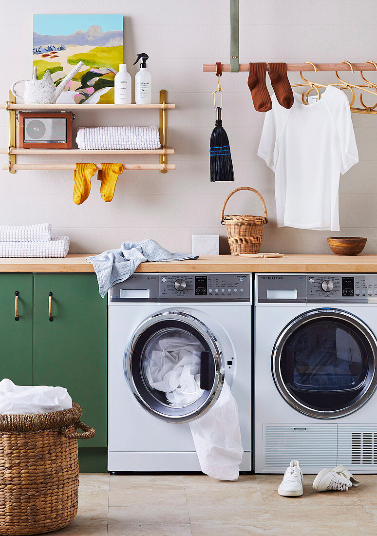 Washer and dryer in the laundry room