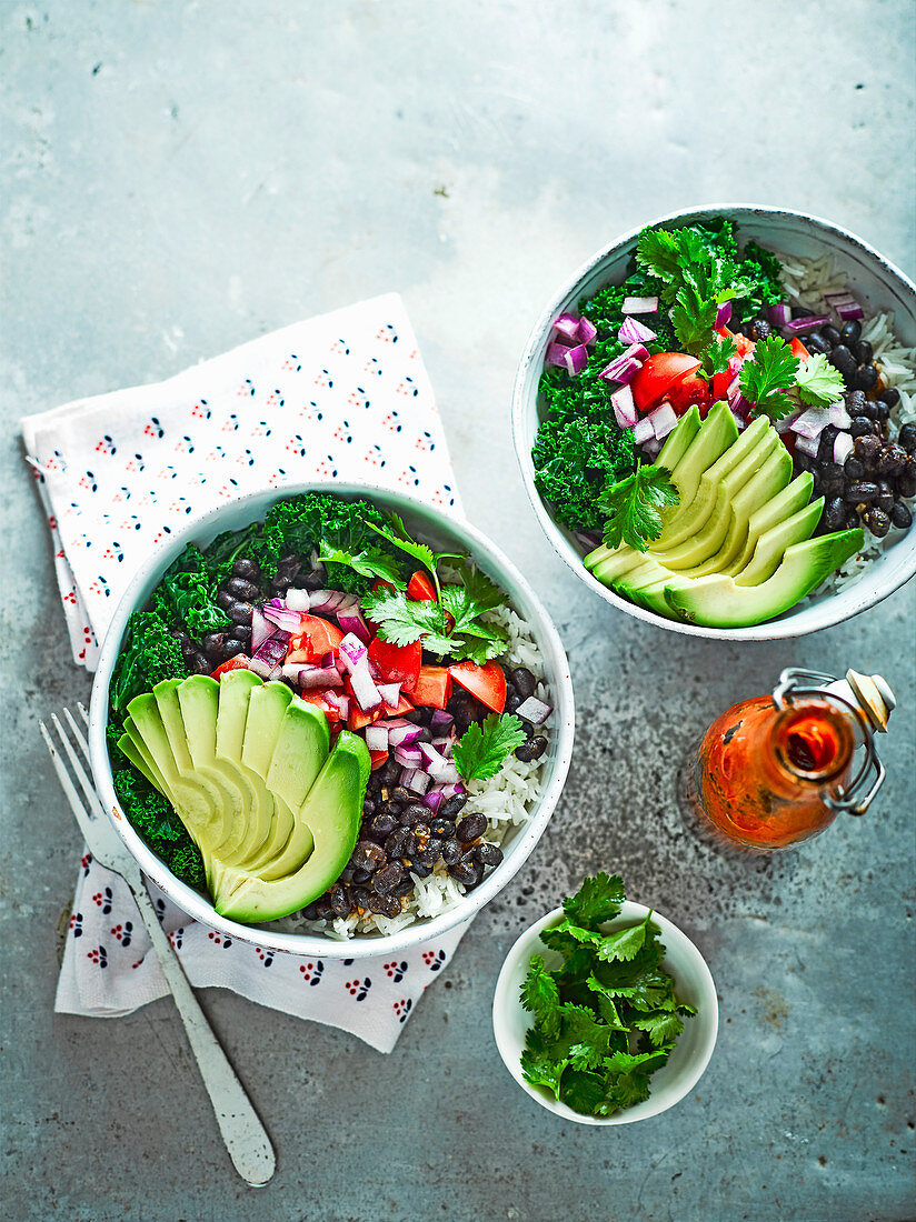 Burrito bowl with chipotle black beans