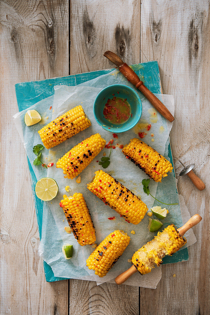 Chargrilled corn with chilli buttter and fresh lime