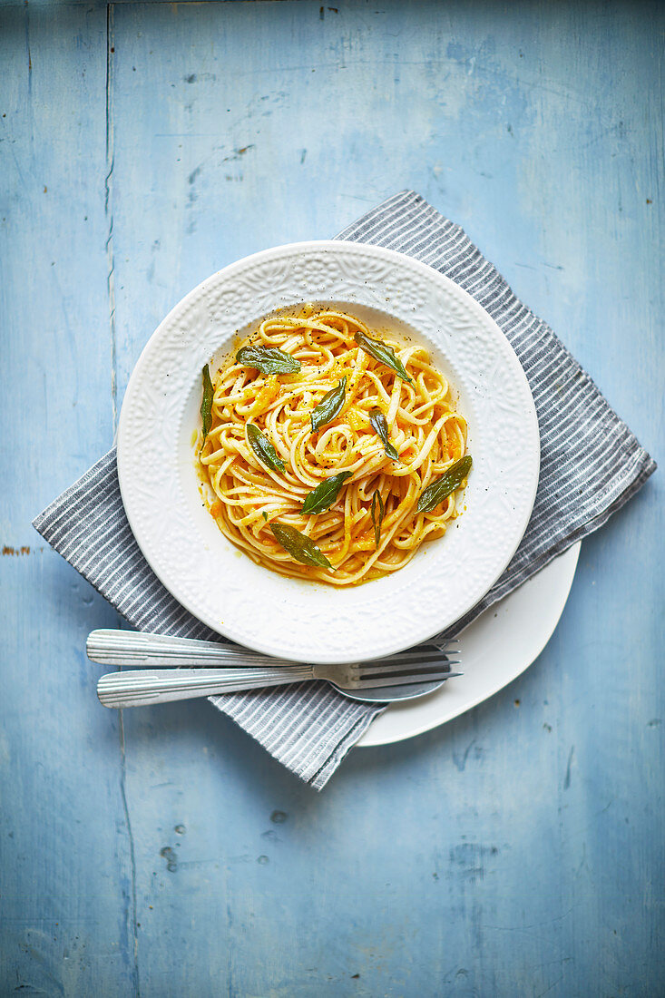 Creamy butternut squash linguine with sage