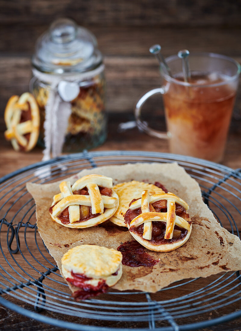 Lattice cookies on greaseproof paper