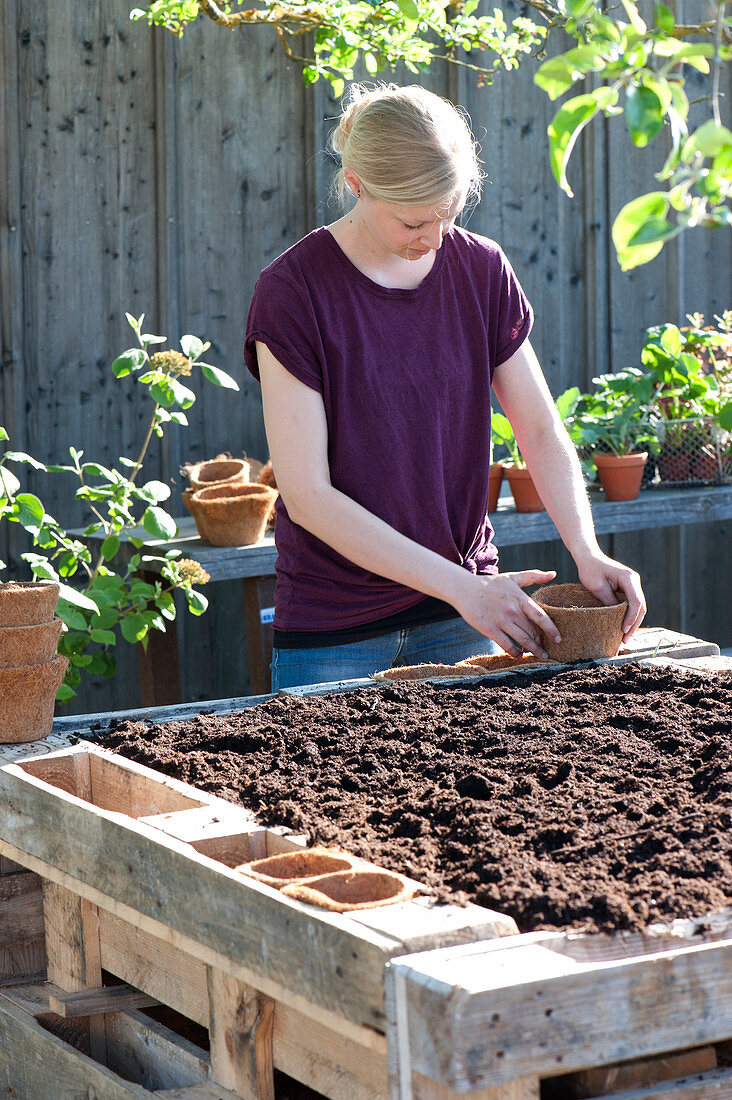 Self-made raised bed from pallets