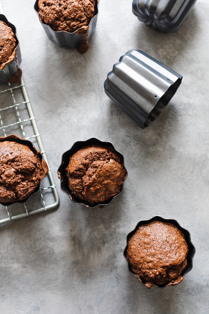 cocoa hazelnut friands baked in canele forms