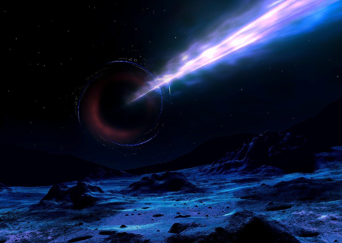 M87 Black hole seen from a planet,illustration