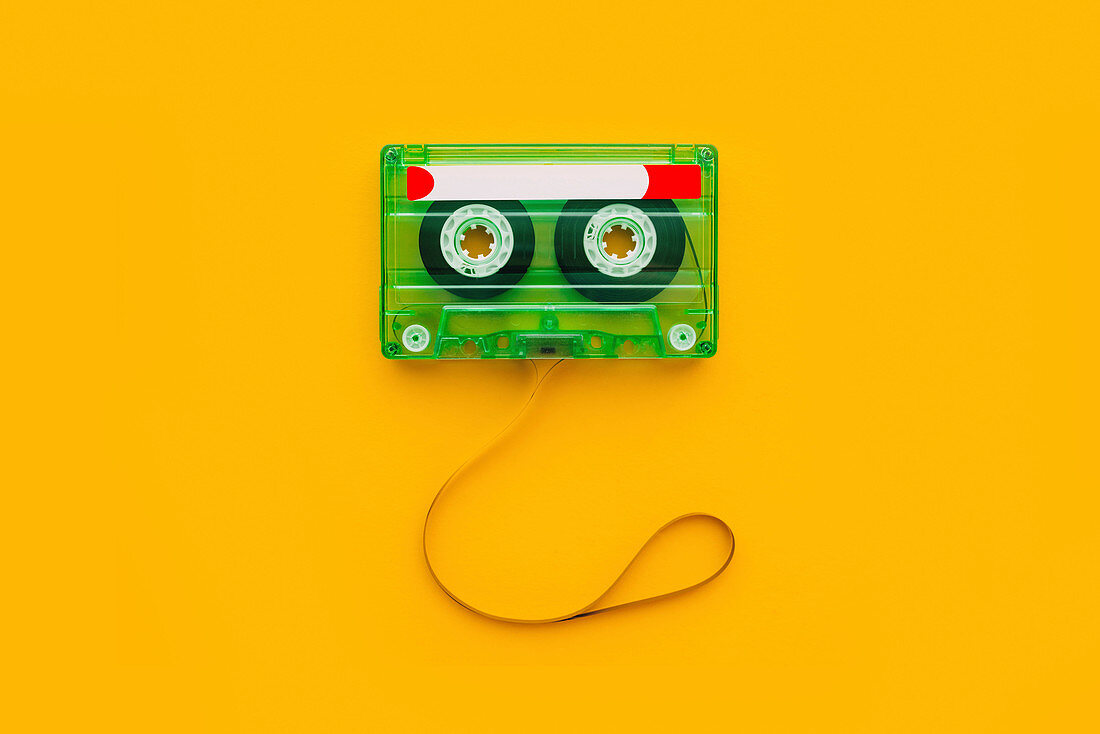 Audio cassette with tangled tape