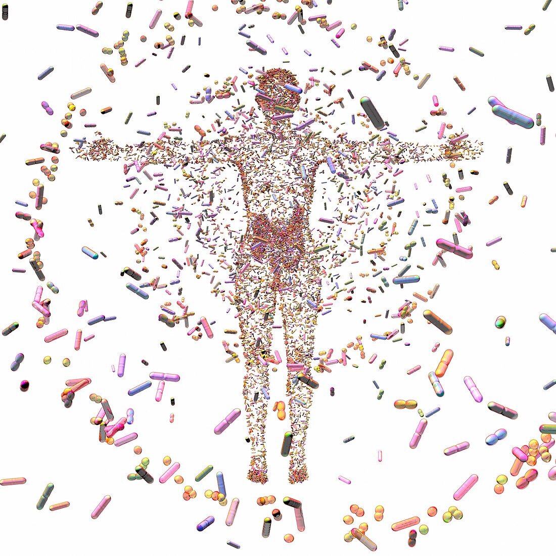 Human microbiome, conceptual illustration