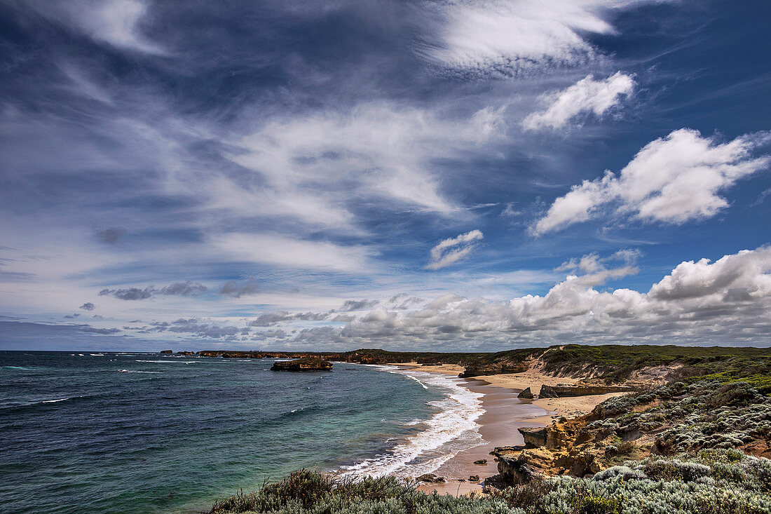 Cirrus spissatus clouds over a coastline in Australia