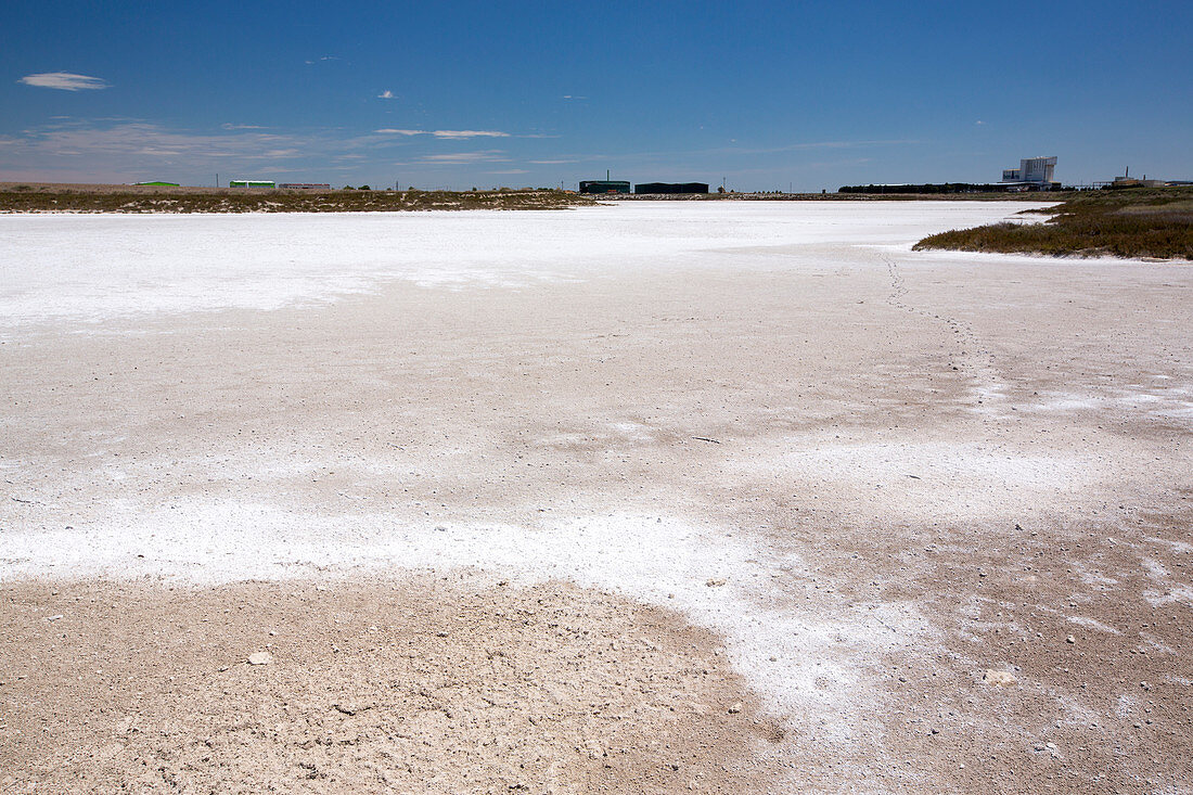 Salt pans on the dry Lleida plains, Spain