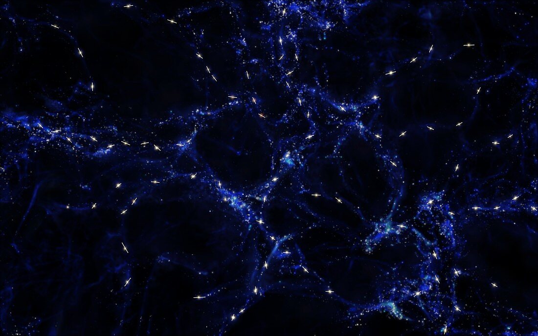 Quasar distribution in the universe, illustration