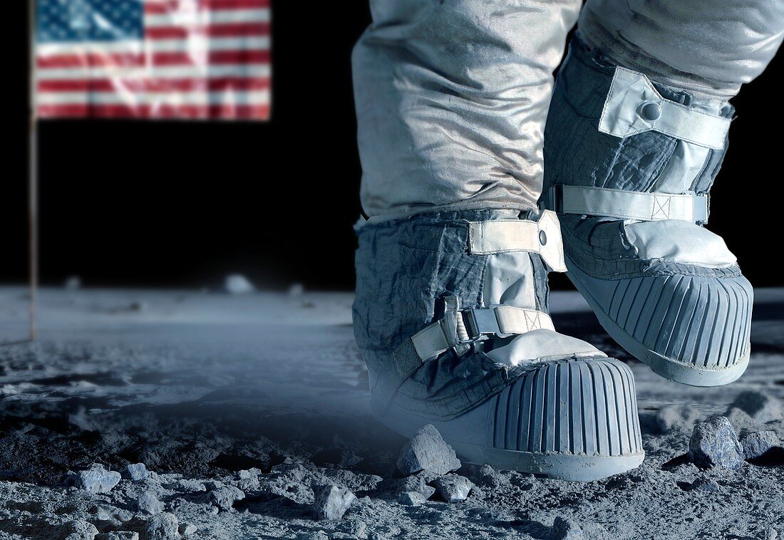 Apollo astronaut walking on the Moon, illustration