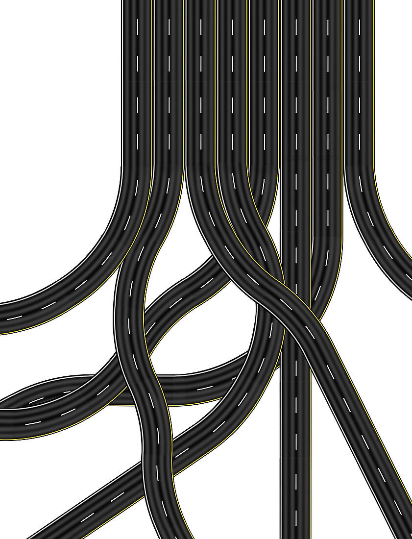 Tangled roads, illustration