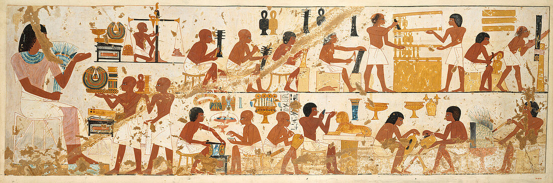 Egyptian tomb scene, illustration