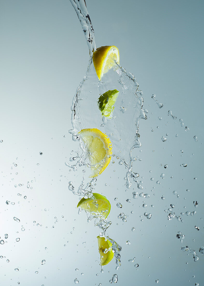Spilling liquid and citrus fruits