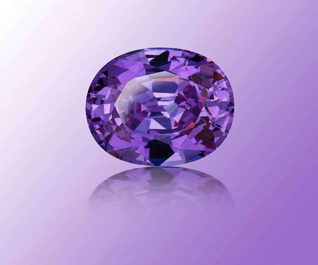 Oval cut purple sapphire gemstone