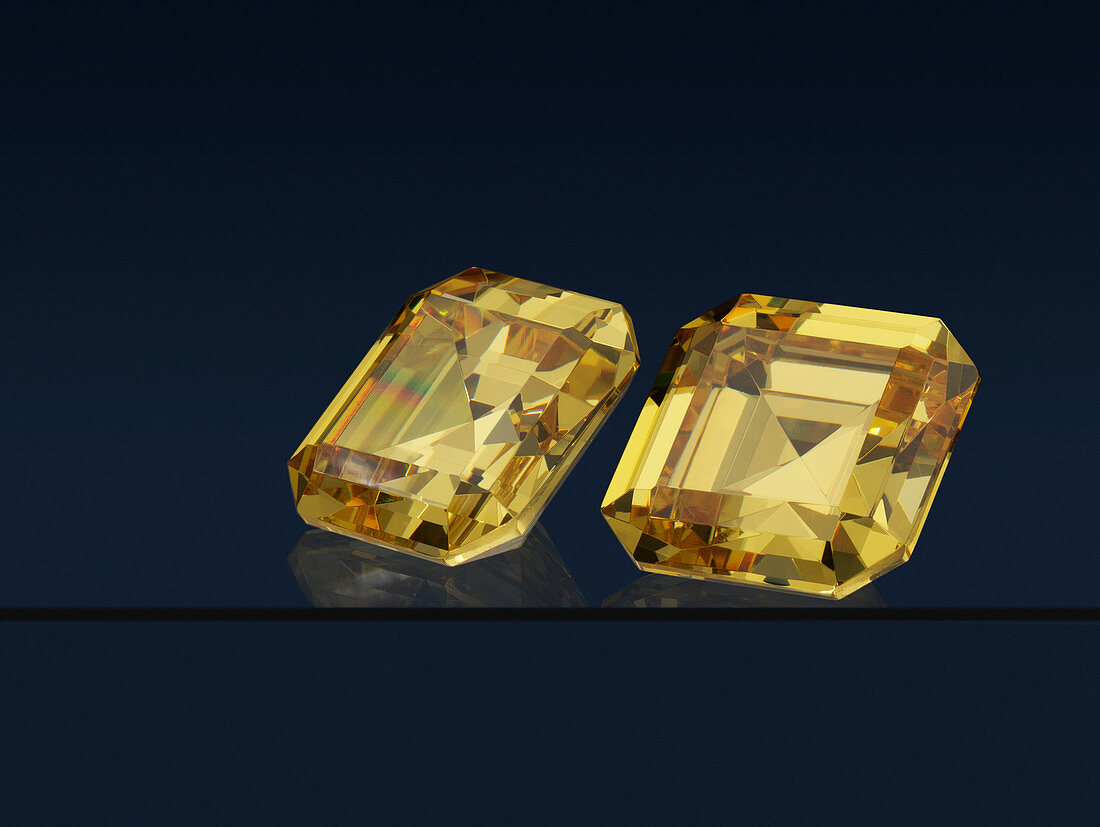 Asscher cut diamond gemstones