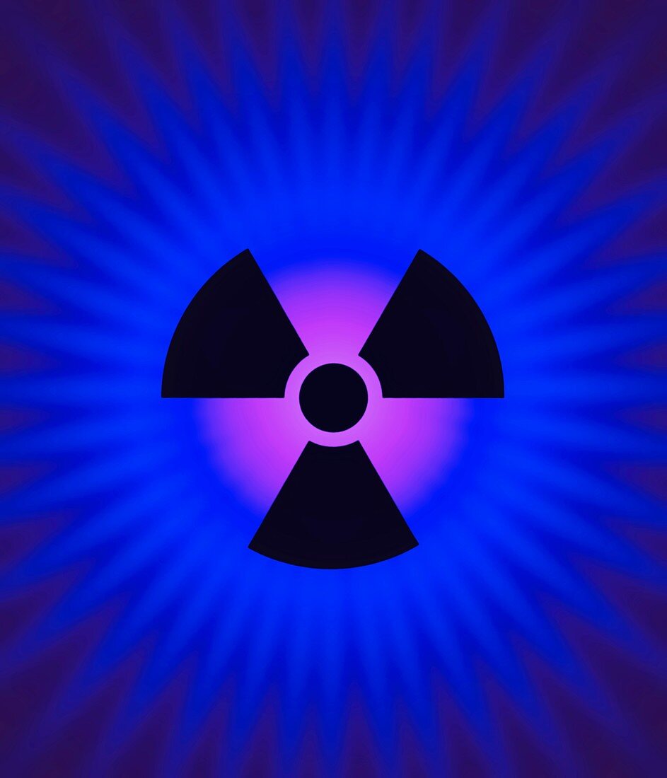 Radiation symbol and radiation, illustration