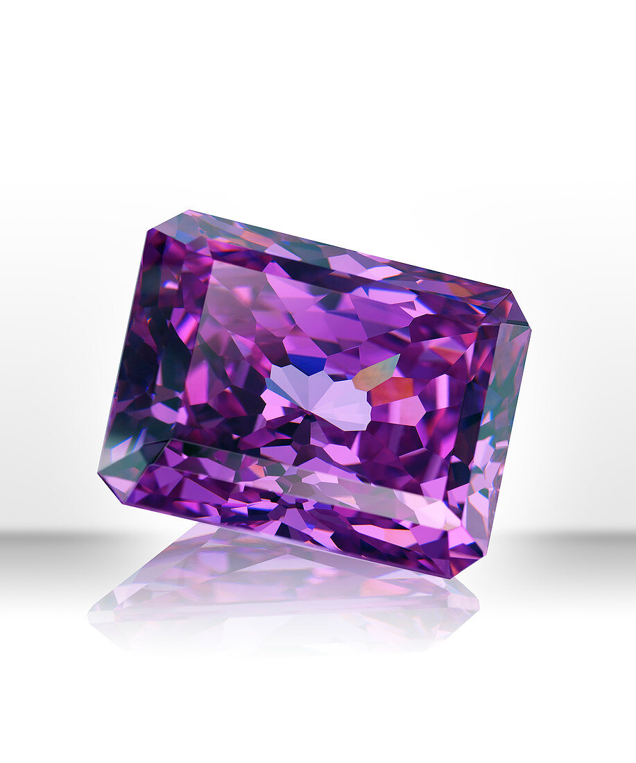 Purple rectangular gemstone