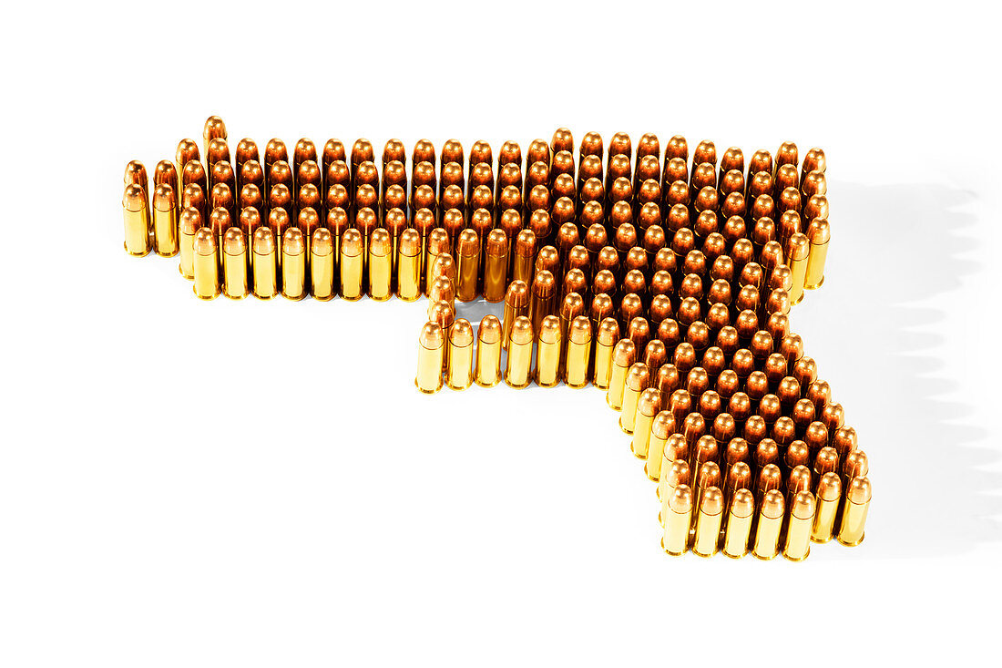 Bullets arranged in gun shape