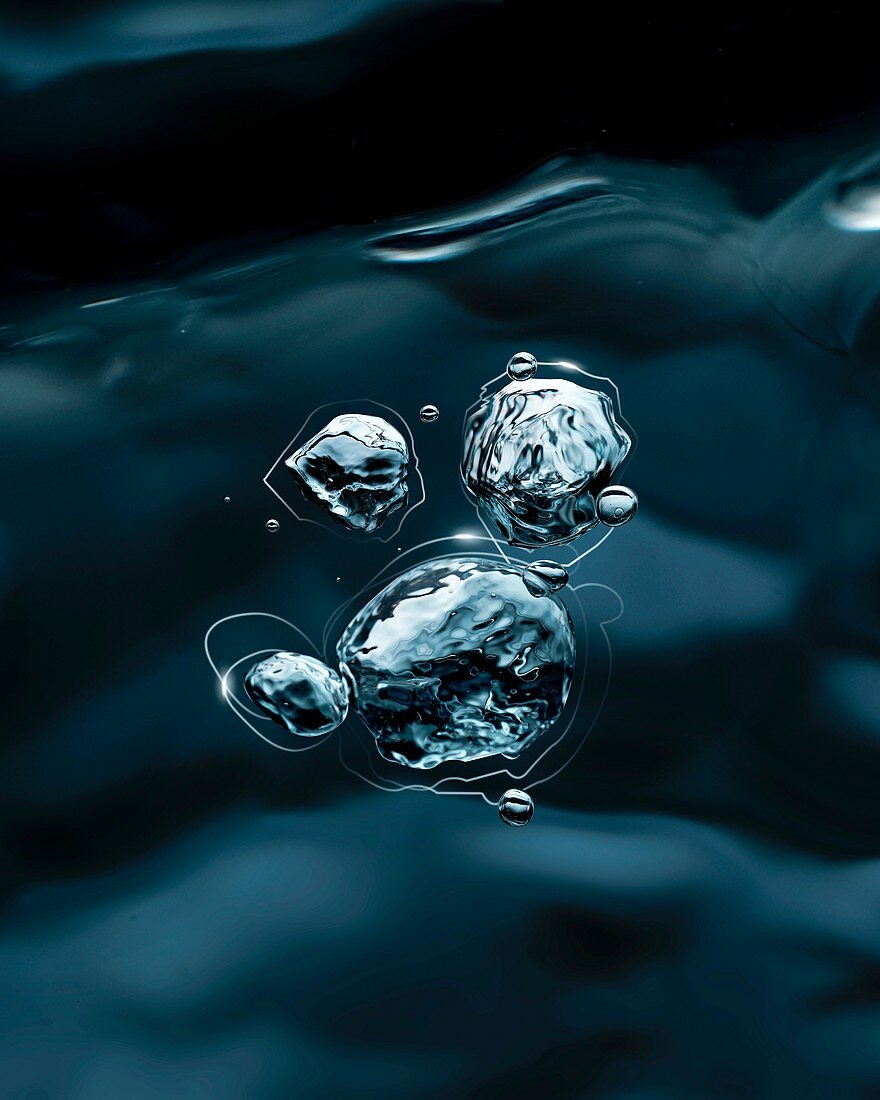 Air bubbles in dark water