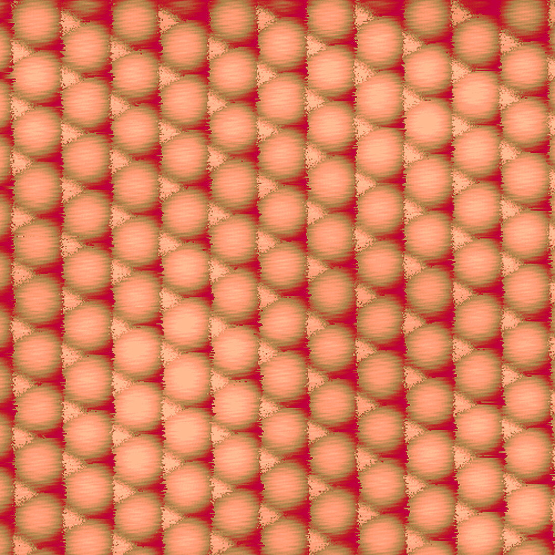 Lattice of copper atoms, scanning tunelling micrograph