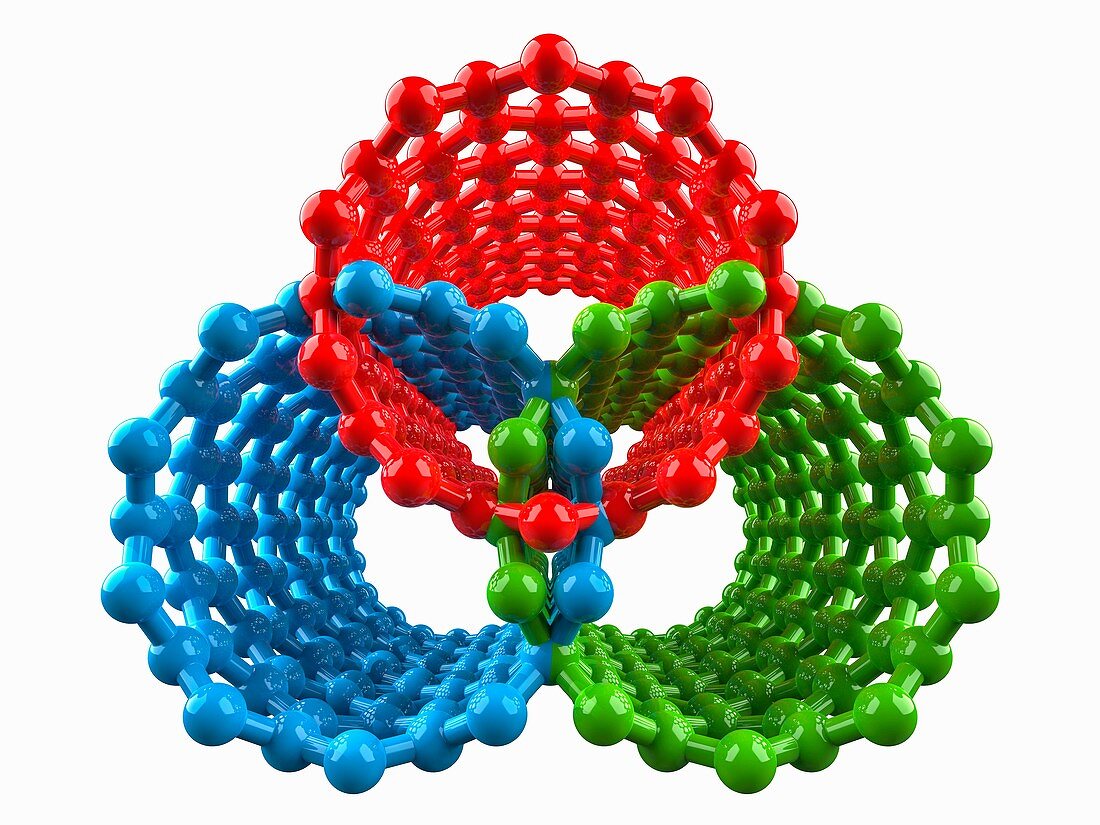 Three intersecting nanotubes, illustration