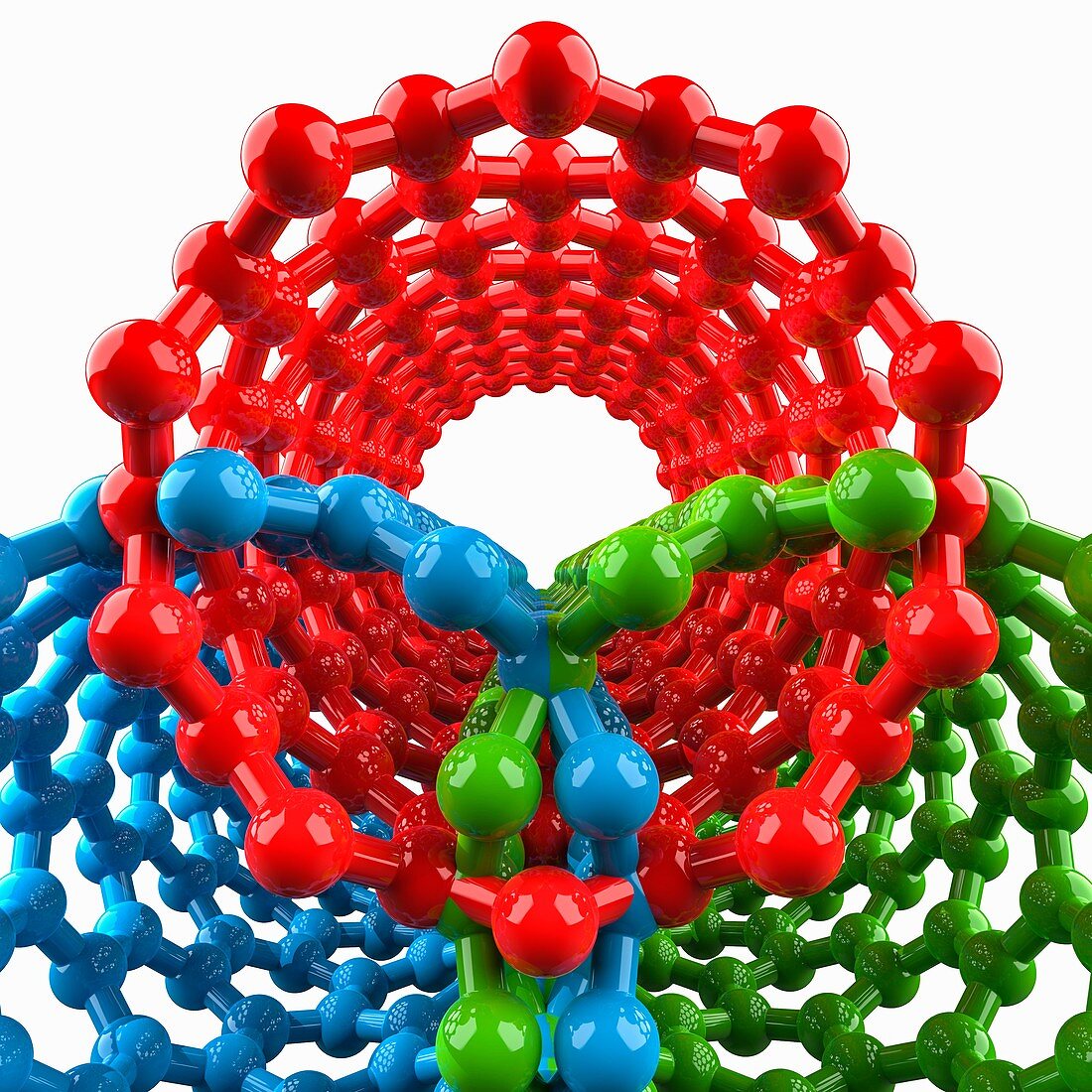 Three intersecting nanotubes, illustration