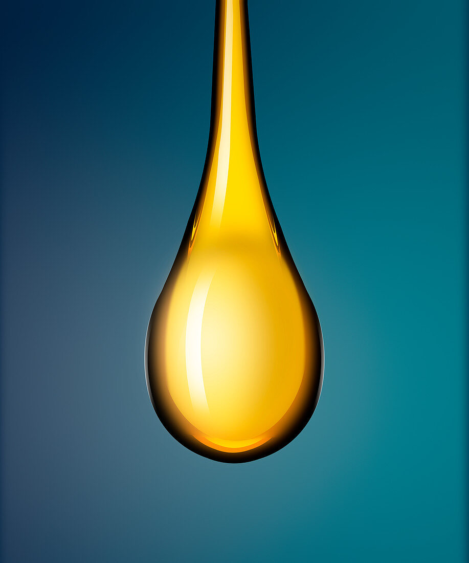 Droplet of golden liquid