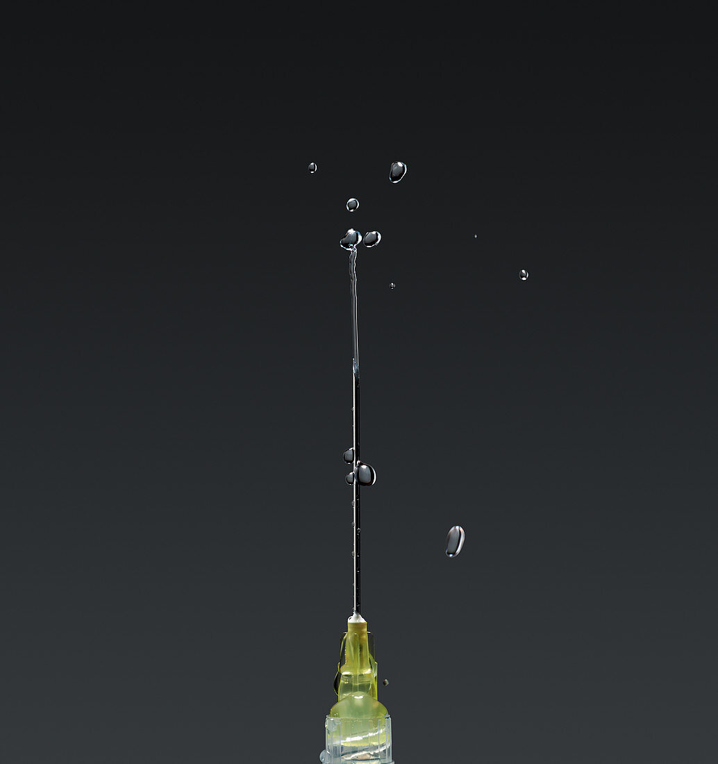 Liquid squirting from syringe