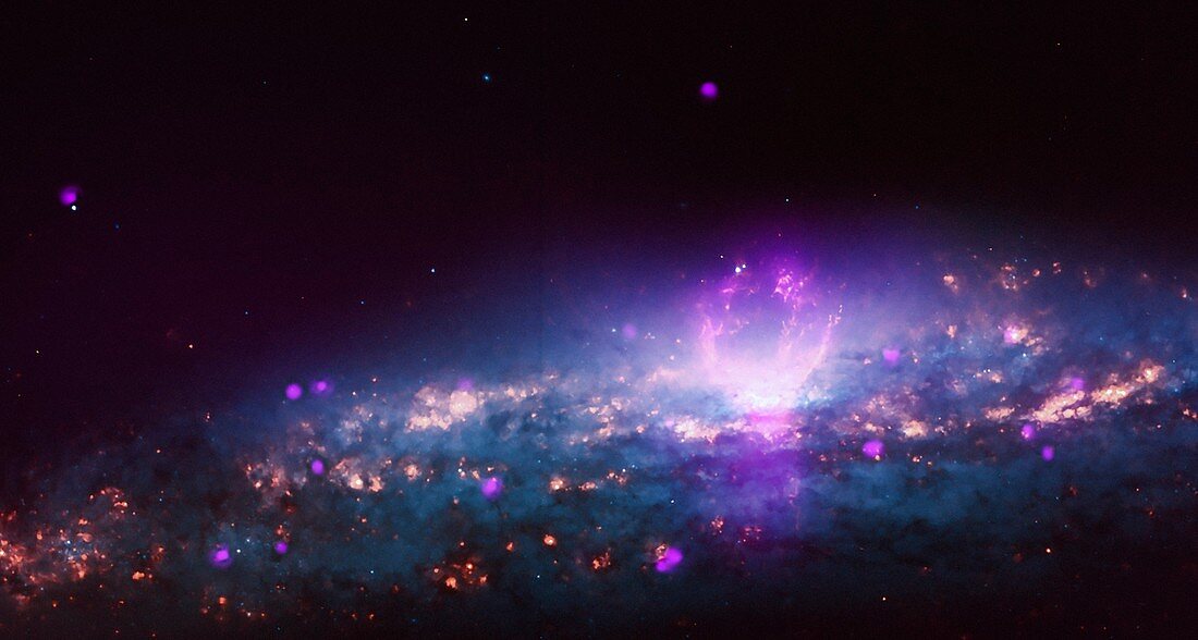 Superbubbles in galaxy NGC 3079, composite image