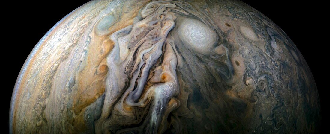 Storms on Jupiter, JunoCam image