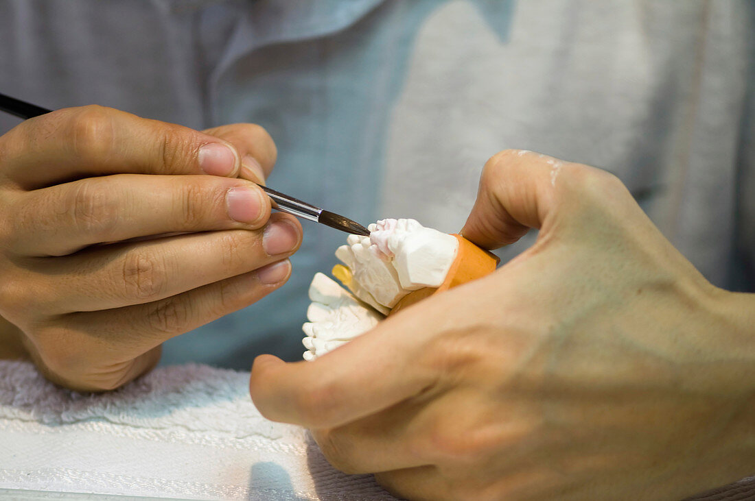 Dental prosthetic technician at work